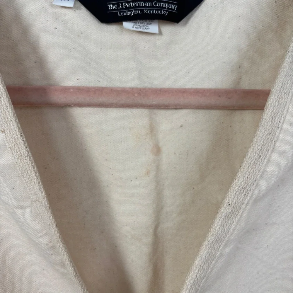 J Peterman Company Mens‎ Cotton Canvas Safari Utility Vest Cream Natural Medium
